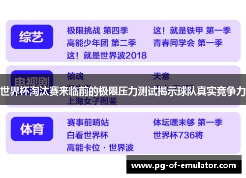 世界杯淘汰赛来临前的极限压力测试揭示球队真实竞争力 世界杯淘汰赛来临前的极限压力测试揭示球队真实竞争力