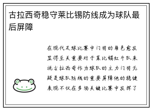 古拉西奇稳守莱比锡防线成为球队最后屏障